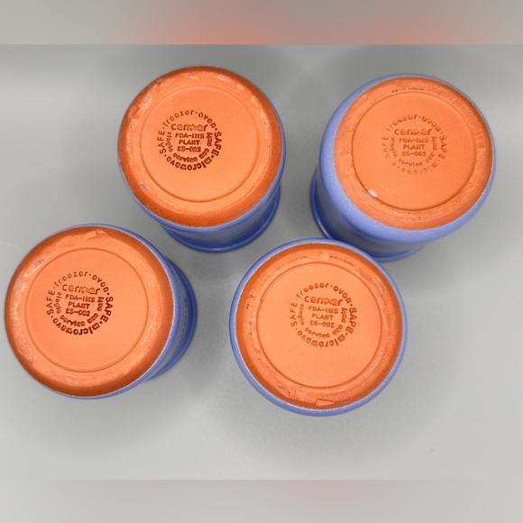 La Fermière planter/baking/Pottery Yogurt Pots in Perwinkle Blue. Set of 4 - Picture 4 of 6